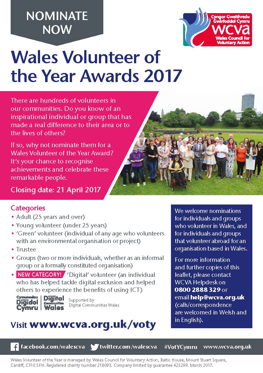 C3SC's tweet photo. Nominate now: Volunteer of the Year Awards 2017 @walescva https://t.co/4XauhLNAUa
