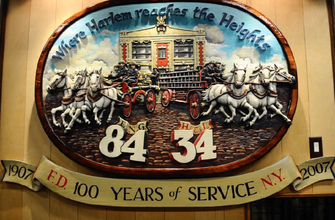 FDNYPro's tweet photo. Learn more about this masterpiece, by wood-carver Clay Boone, that graces #FDNY firehouse of #Engine84 / #Ladder34 https://t.co/mFW9QYwbI4 https://t.co/SsOgxdsvrZ