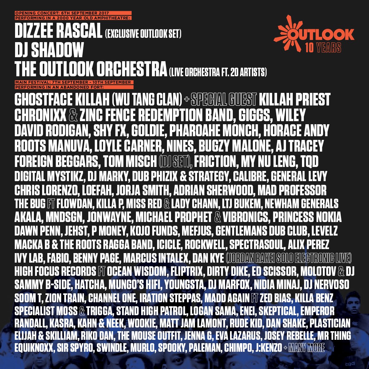 OutlookFestival's tweet photo. We're looking forward to celebrating #Outlook10years with some seriously great artists in the Croatian sun 🌞🔊 https://t.co/ZZxtPRV7uB https://t.co/RjgNChdPzk
