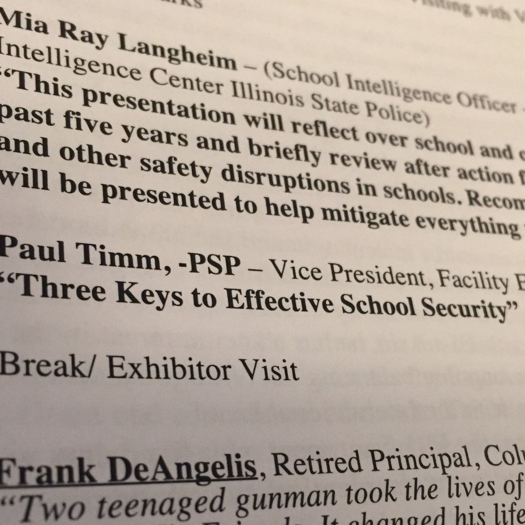sckoolguy's tweet photo. Paul Timm says "See something, Say something" #schoolsafetyconference https://t.co/haXiAPrujl