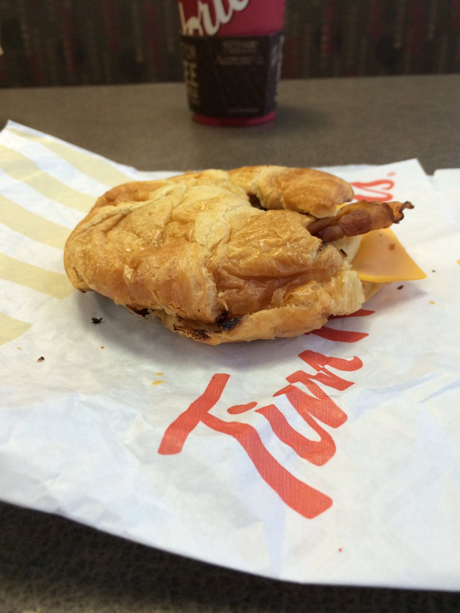 DefChap's tweet image. When @TimHortons hits you with that new 'compressed' croissant. #thin #squished #presentationpoints