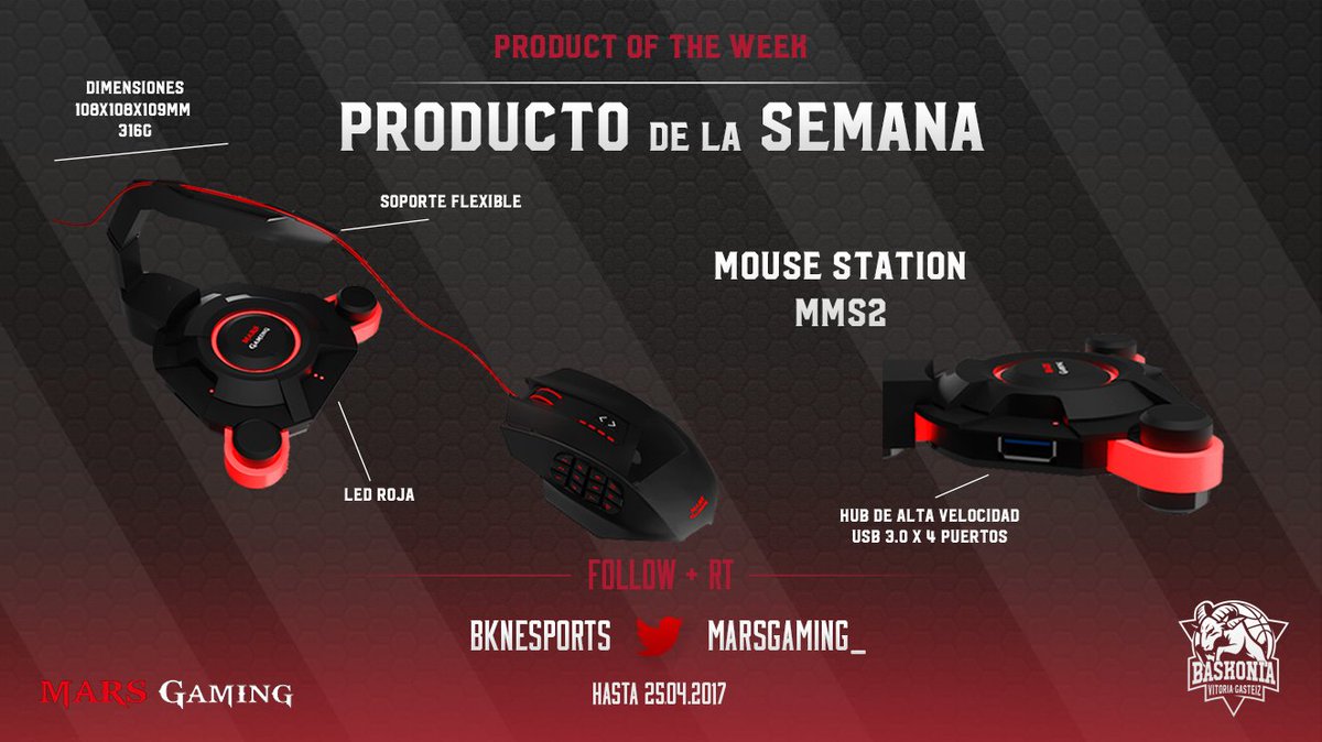 BKNDAesports's tweet photo. Sorteo | Esta semana @MarsGaming_ nos trae la estación para ratón #MMS2 🔝Para participar RT + FW | 🔚 Hasta 25/04

🔺 https://t.co/8Z5wNcS7KX https://t.co/lFP1BDrp1Q