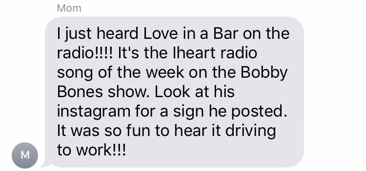 Welp, 4/18/2017. The day my mom heard my song on the radio for the first time. Thanks Bobby for the moment. <a href="/mrBobbyBones/">Bobby Bones</a> <a href="/bobbybonesshow/">Bobby Bones Show</a>