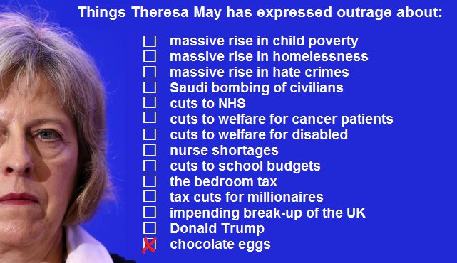 If you want justice for chocolate eggs - vote <a href="/theresa_may/">Theresa May</a> and her party at the #GeneralElection