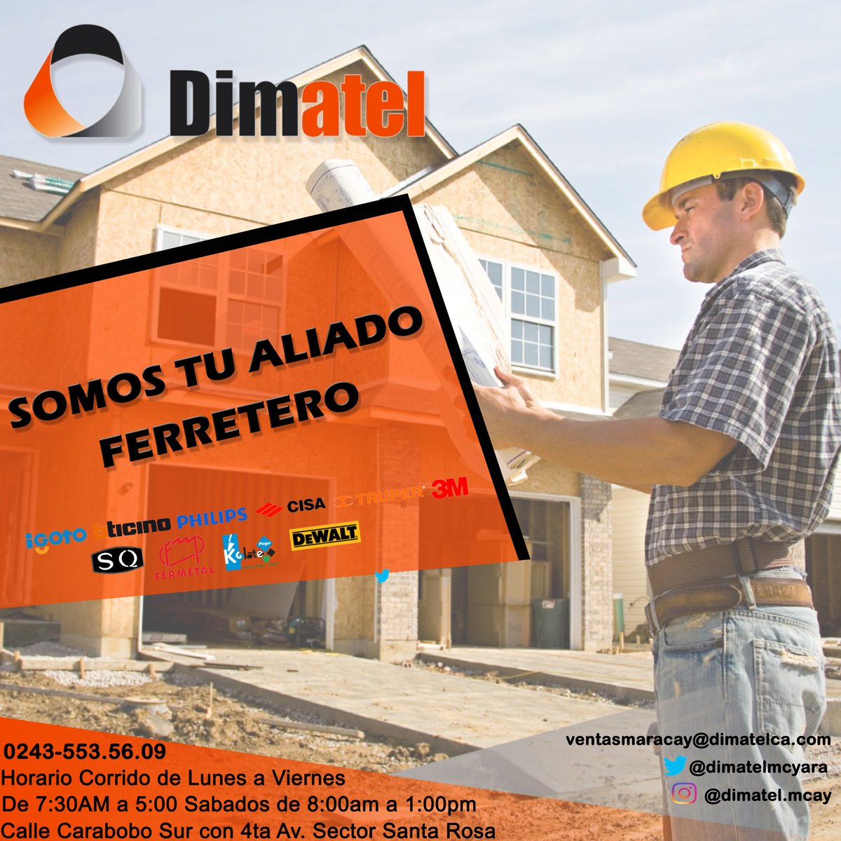 DIMATELMCYARA's tweet photo. SEGUIMOS CON BUEN PIE, #DIMATEL #MARACAY SOMOS TU ALIADO FERRETERO EN TUS PROYECTOS PERSONALES Y EMPRESARIALES. https://t.co/NCD7pZOoyh