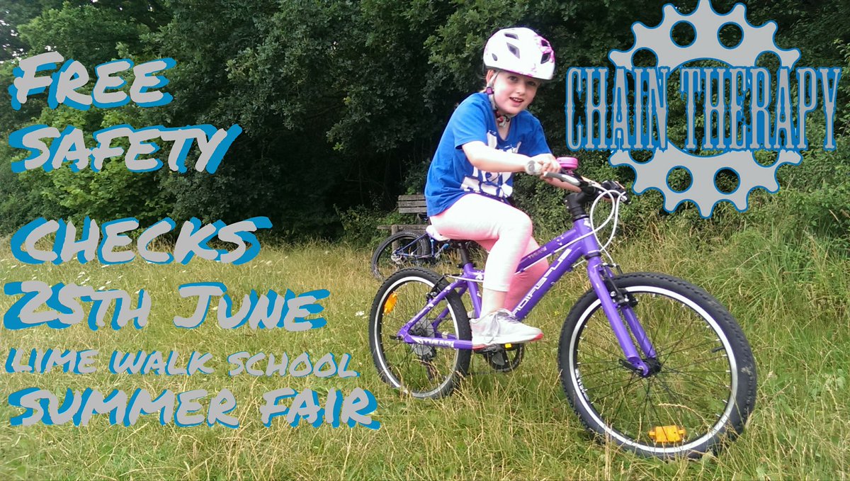 ChainTherapyFix's tweet photo. We are offering free bicycle safety checks at Lime Walk Schools summer fair on the 25th June. #bicyclerepairs #mobileworkshop  #SafetyFirst https://t.co/N0dC8jjFjK
