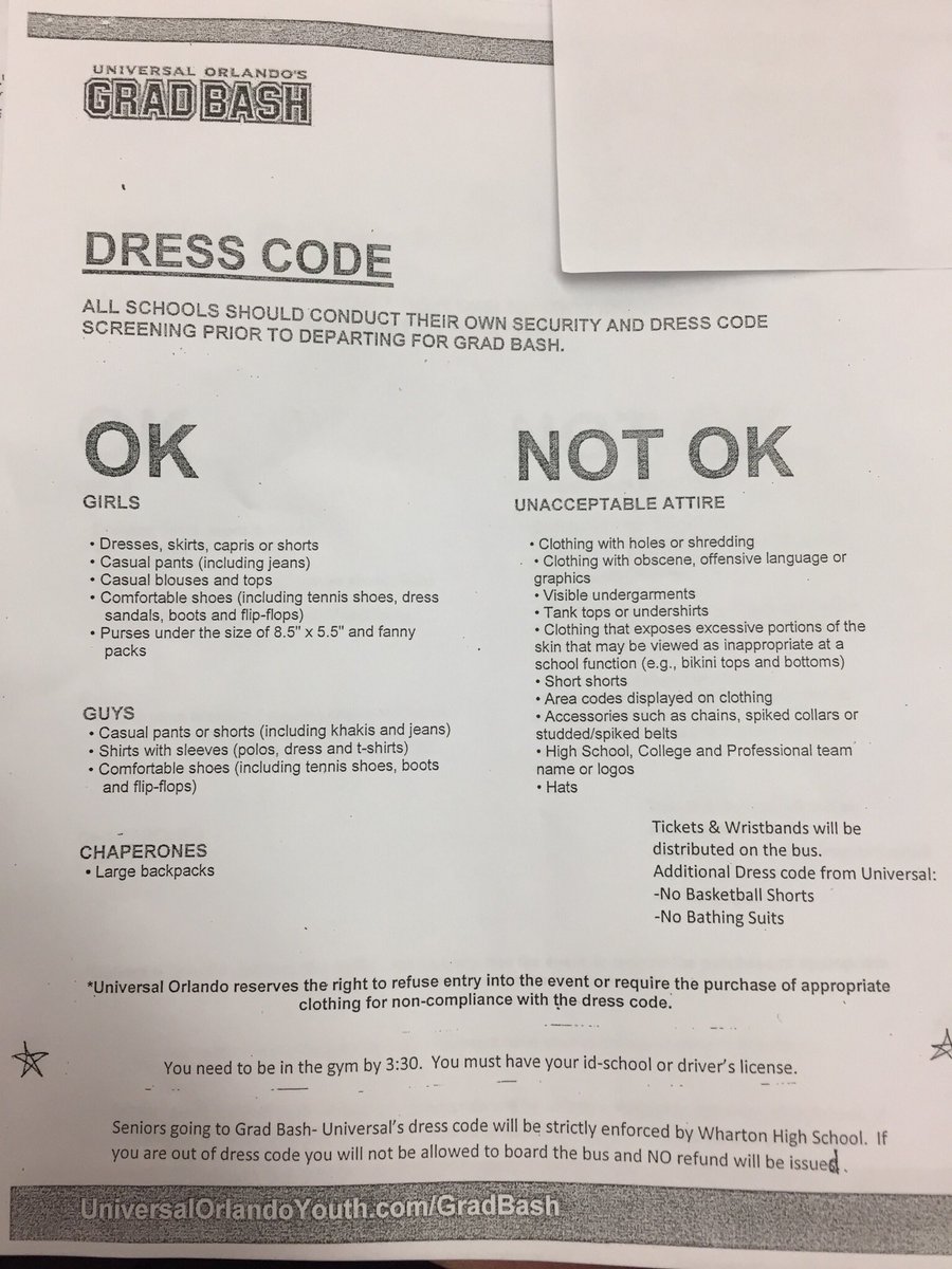 whs_co2017's tweet photo. Here are the do's and do not's of Grad Bash!! Make sure you're in the gym in proper dress code with an ID by 3:30 on Friday‼️🎢🐾 https://t.co/VPd7p2m6jW