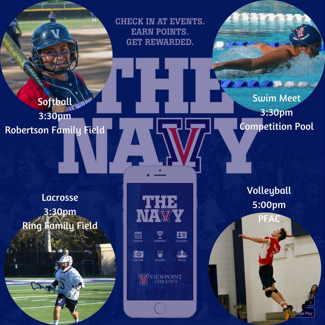 ViewpointSports's tweet photo. Big day to earn points today using The Navy @superfanu app. 4 home games!!! Come out & support our teams!!!
#GoPatriots #GetPoint #BeLoud https://t.co/YWPPJhCIxD