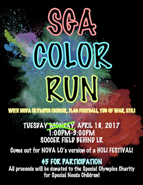 SGALOUDOUN's tweet photo. SGA COLOR RUN 1-3 TODAY (and NOVA Olympics) 💛💚💙💜❤️ donate $5 and get one of these super cute shirts! Shirts are limited! https://t.co/LBcn2C3eFg