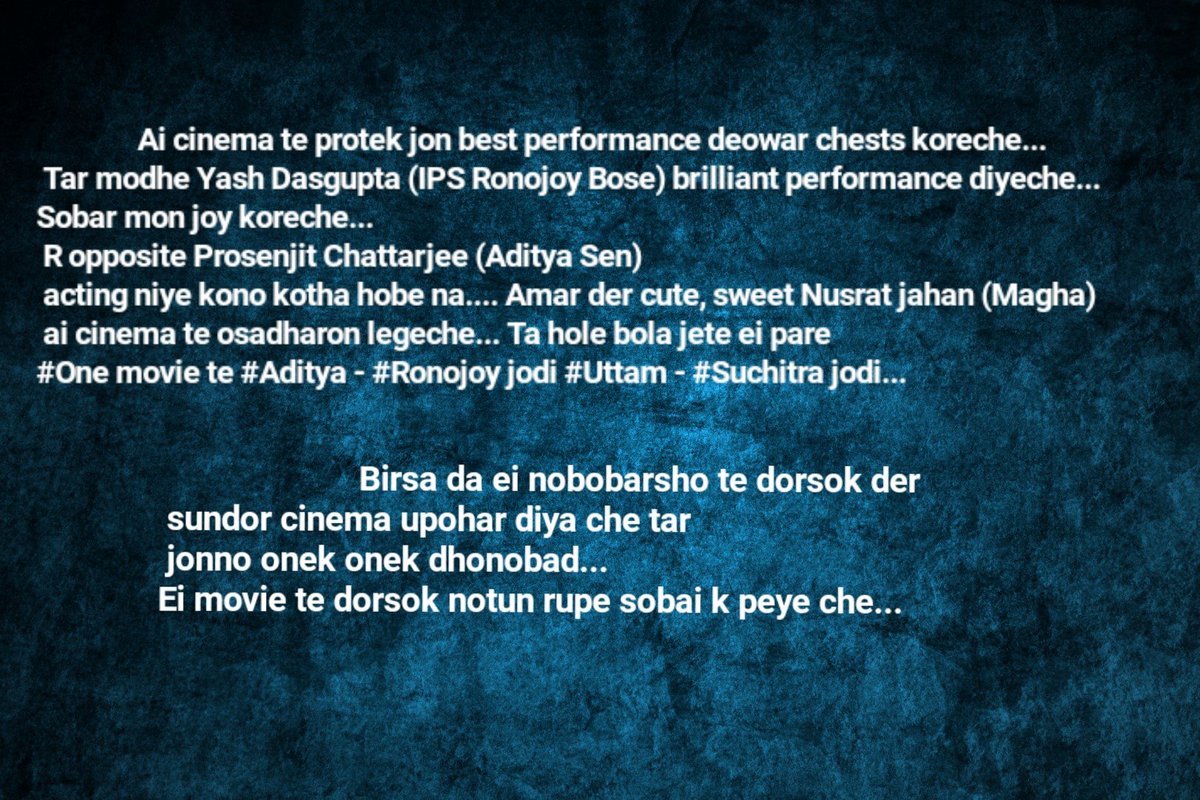 jharna_pal's tweet photo. #OneReview... Ei movie ta ek kathay osadharon๐๐๐.... @Yash_Dasgupta @prosenjitbumba @nusratchirps @BirsaDasgupta @SVFsocial @subhankarbhar https://t.co/26xk5D2fjN