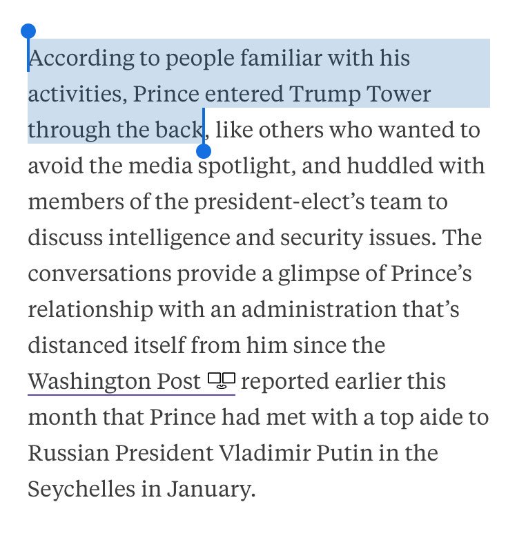 Blackwater's Erik Prince reportedly entered Trump Tower through the back door when advising Trump & co.  #OpDeathEaters  #Dyncorp  #Blackwater  #XE  #Cerberus  https://bloom.bg/2ojWEJa 