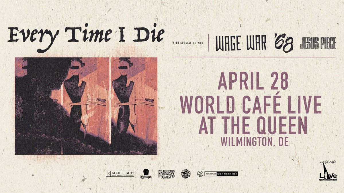 You could WIN 2 tickets to @EveryTimeIDie at <a href="/WCLatTheQueen/">World Cafe Live Wilm</a> on April 28th, plus a t-shirt and vinyl! Enter at cncrt.ly/ibR