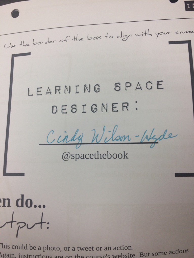 cwilsonhyde's tweet photo. Excited to be in this course! #learning spaces @spacethebook https://t.co/Xmp7R7XoKR