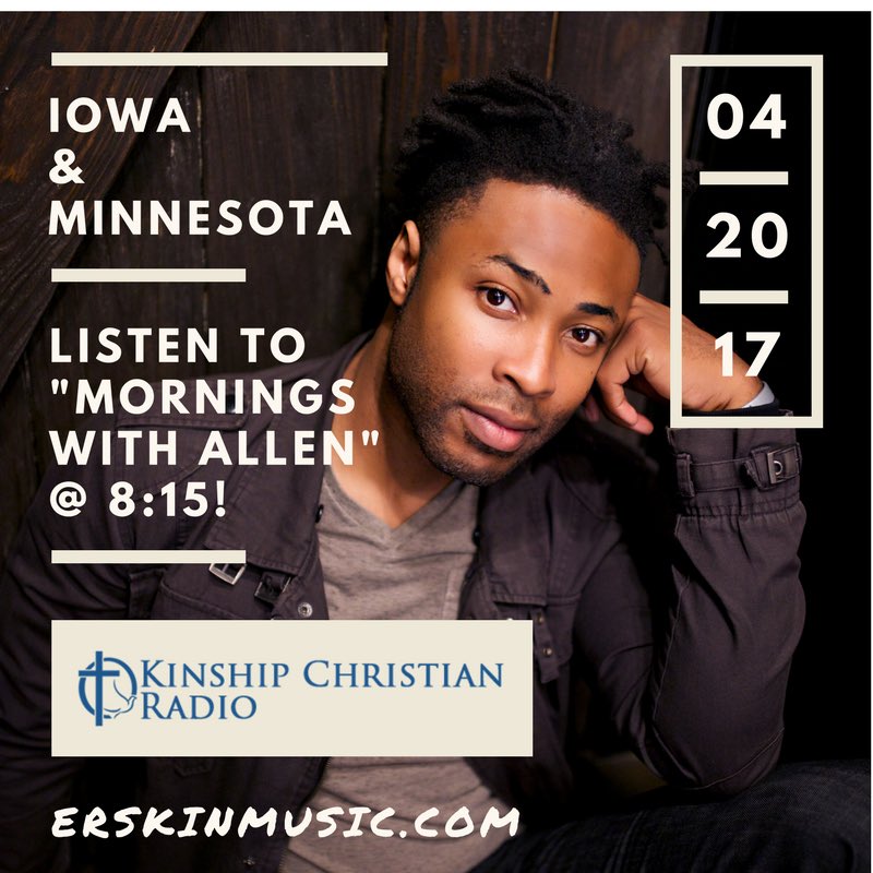 ErskinMusic's tweet photo. #Iowa & #Minnesota – Tune in to “Mornings with Allen” on #KJYL, #KJLY, #KJCY, #KJIA, #KJTT, #KJGT, #KJWR, or #KJTS #KinshipChristianRadio https://t.co/xLoHqVKTCP