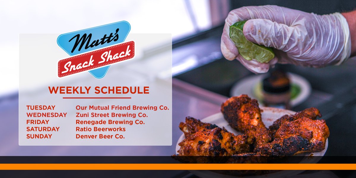Here's our schedule for the week and don't forget to get your tickets to Cervezas Y Hamburguesas coming up in May 🍻🍔 mattssnackshack.com/cyh