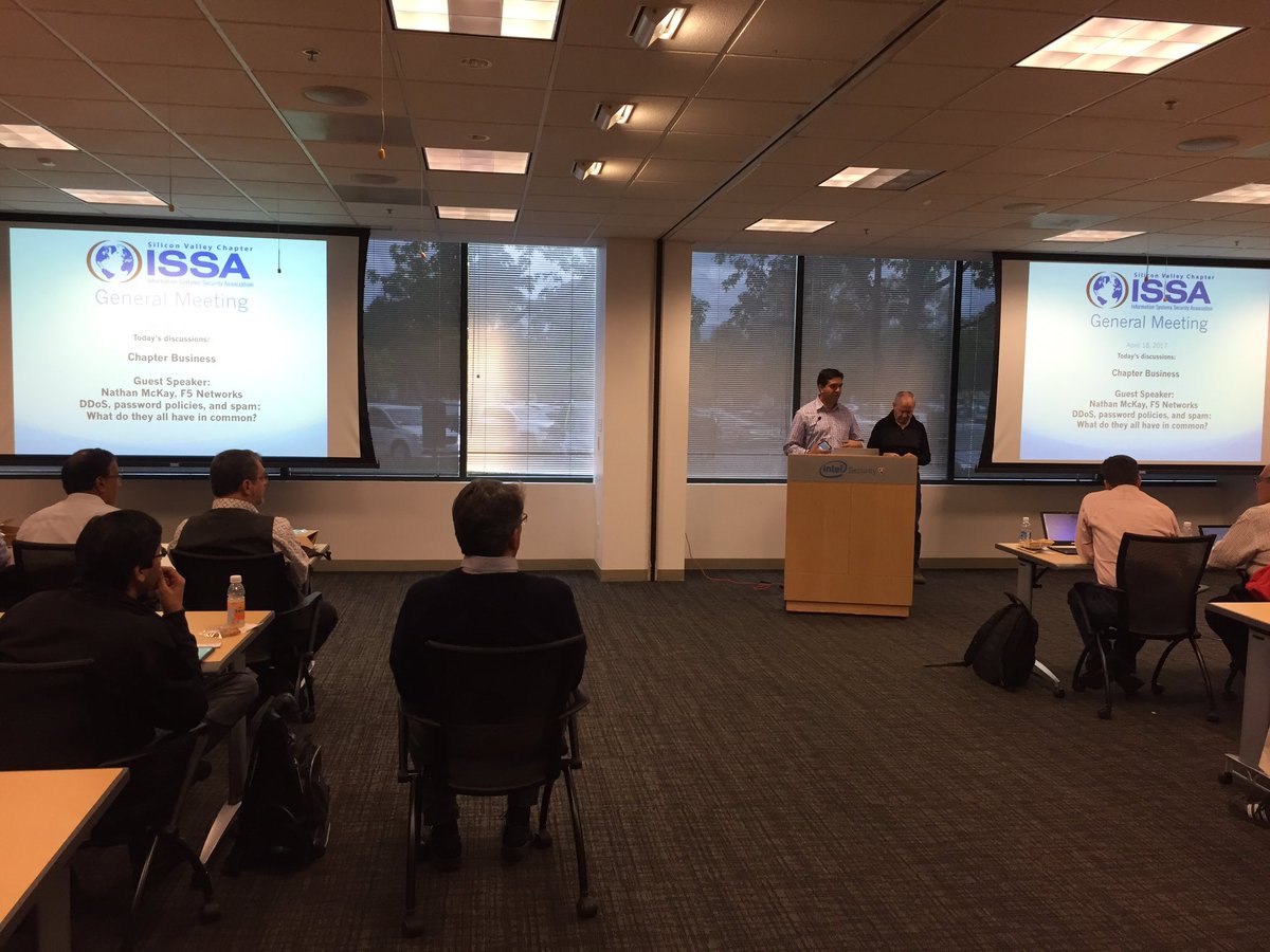 SV_ISSA's tweet image. Thanks to @McAfee and @F5Networks for their support and contributions to our Chapter meeting today!