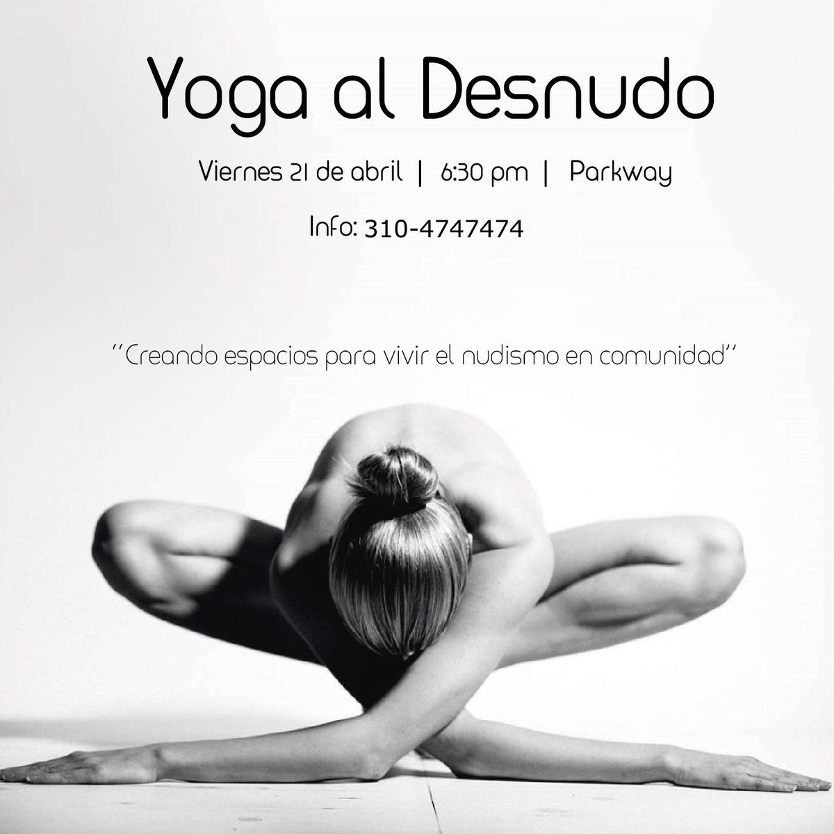 NudismoColombia's tweet photo. #Yoga al desnudo para principiantes! Este viernes 6:30 pm. Termina la semana de la mejor manera. Vive el nudismo en comunidad con respeto. https://t.co/EWLdV8lzwY