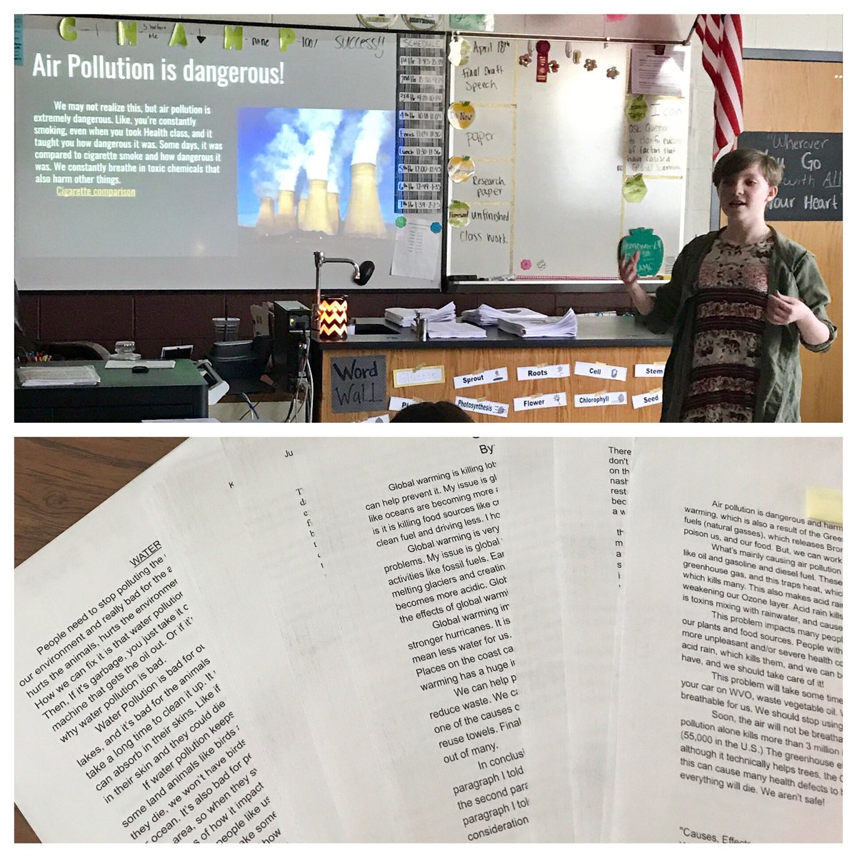 Mrs_Pulsifer's tweet image. So proud of the 5 paragraph essays and presentations these kids created.  #environmentalissue #powerupmms #milan21