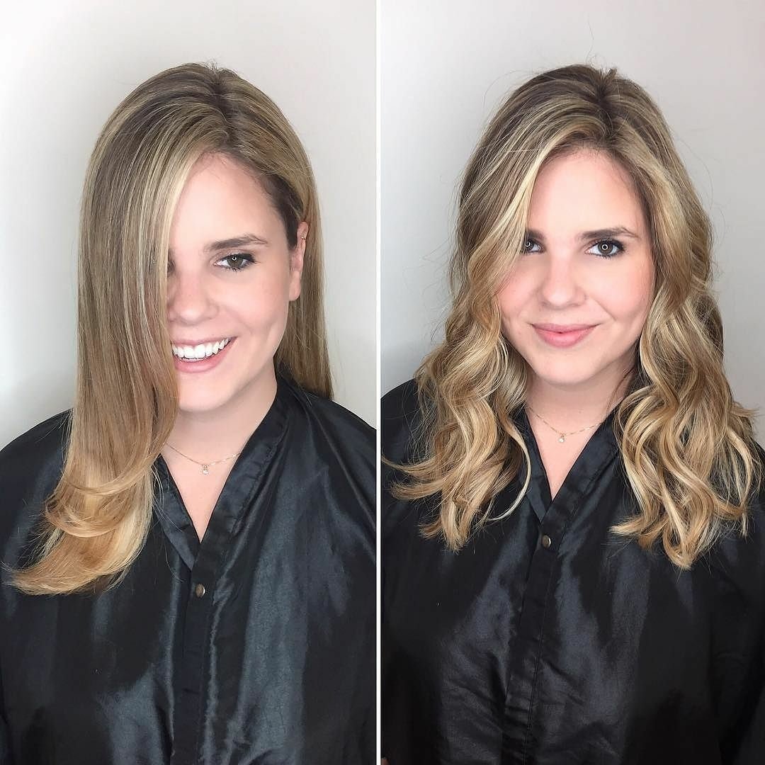 Which look from @Lee_hairstylist do we think shows off Hillary's New cut &amp; balayage? Smooth blowout❔ OR loose wave ❔