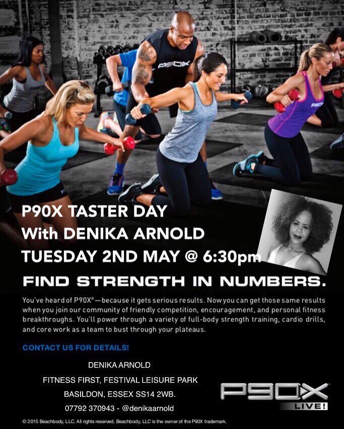 DenikaArnold's tweet image. P90X LIVE Taster Day!! 
After much demand here it is.. Tuesday 2nd May at 6:30pm @FF_Basildon 🏋🏽‍♀️ @BeachbodyUK #DAFitness #p90xlive