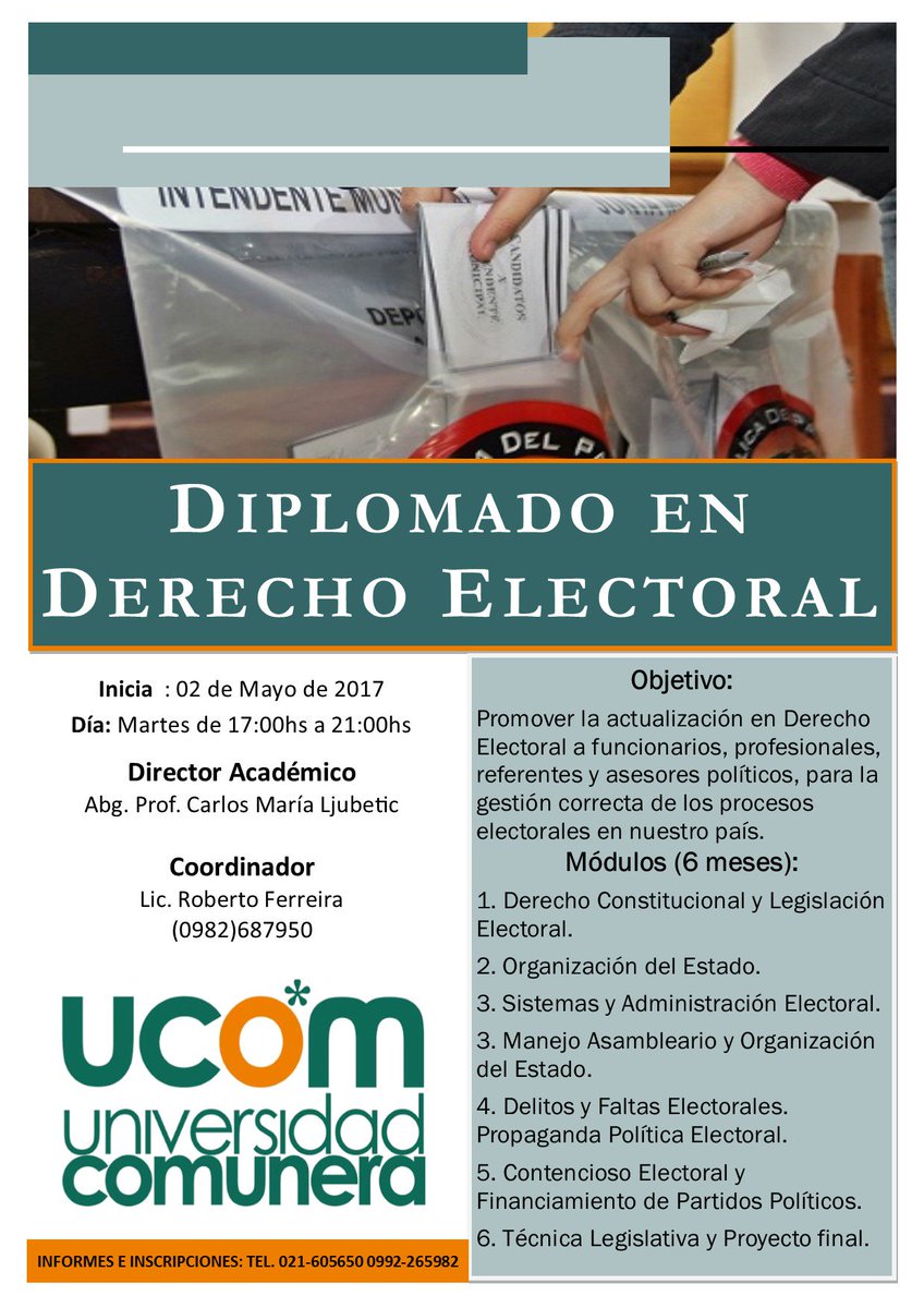 Diplomado en Derecho Electoral, las clases empiezan en mayo
¡Inscribite!