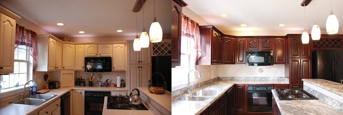 WestInteriorSvs's tweet photo. Refinish instead of buying new kitchen cabinets and save some moola #refinishing #kitchencabinets #kitchendecor https://t.co/VCHp0eTJBr