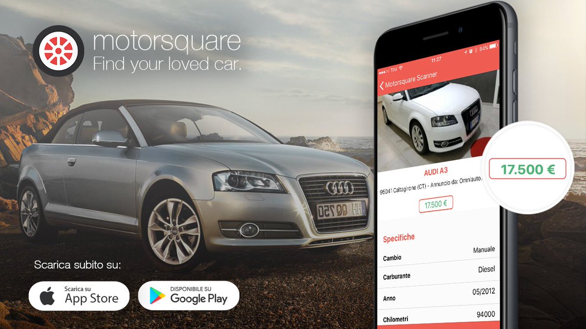 L’eleganza dell’#Audi #A3 ad un prezzo piccolo piccolo!
Scarica Motorsquare ora!
🍎 goo.gl/Y2p1qX
🤖 goo.gl/QAI1te