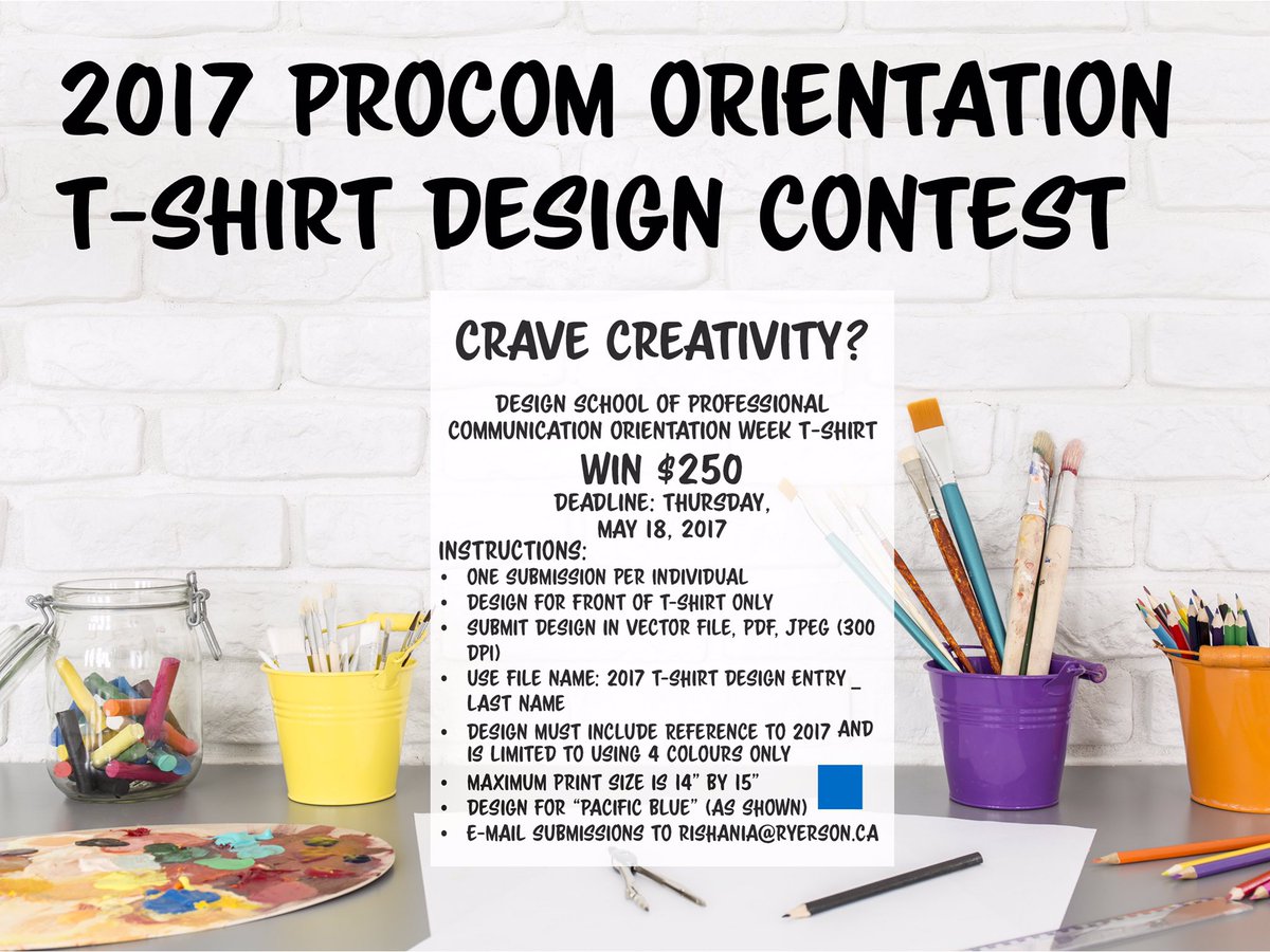 The ProCom orientation T-Shirt design contest is back. Submit your design for a chance to win $250!