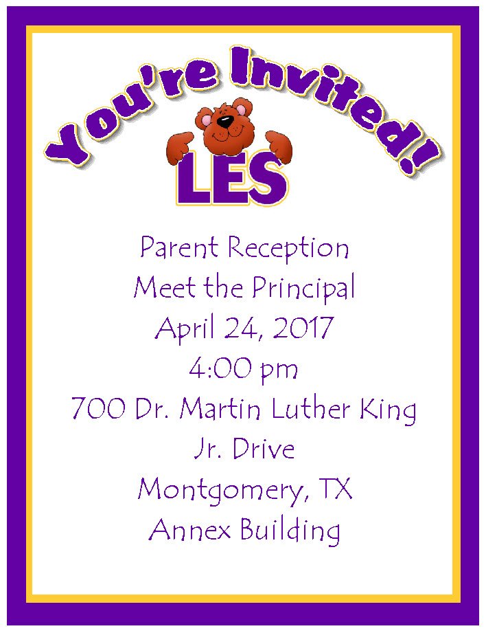 Meet the Principal Parent Reception - April 24th
Students will get to meet the principal when she visits MES on April 20th!