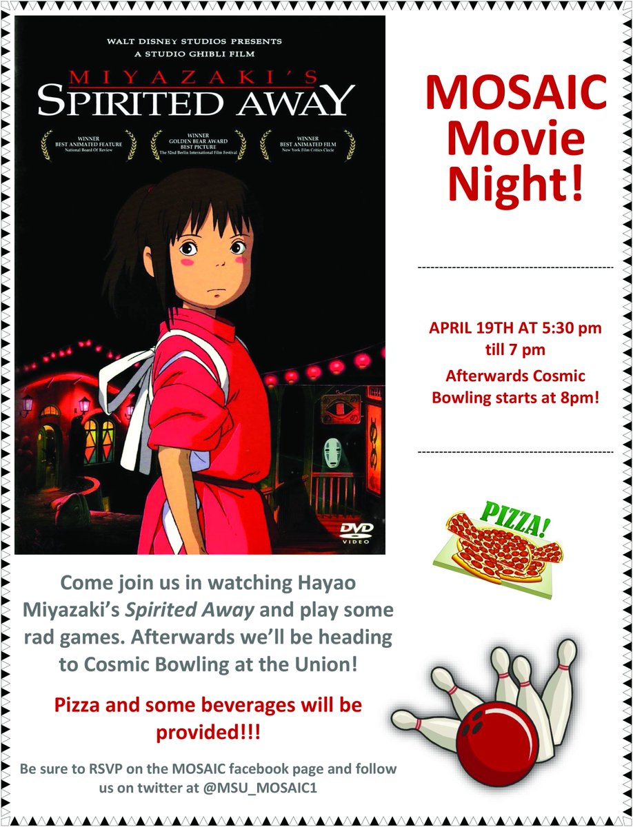 #msuhonors student org MOSAIC is hosting a movie night + cosmic bowling tomorrow! facebook.com/groups/3459721…