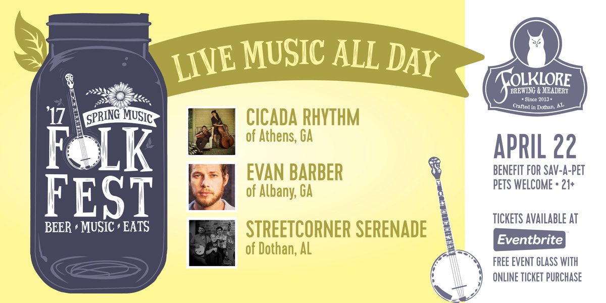 4 days left till #FolkloreFolkFest17 Saturday 4/22. Doors open 2pm. Purchase your ticket today! folkfest17.eventbrite.com