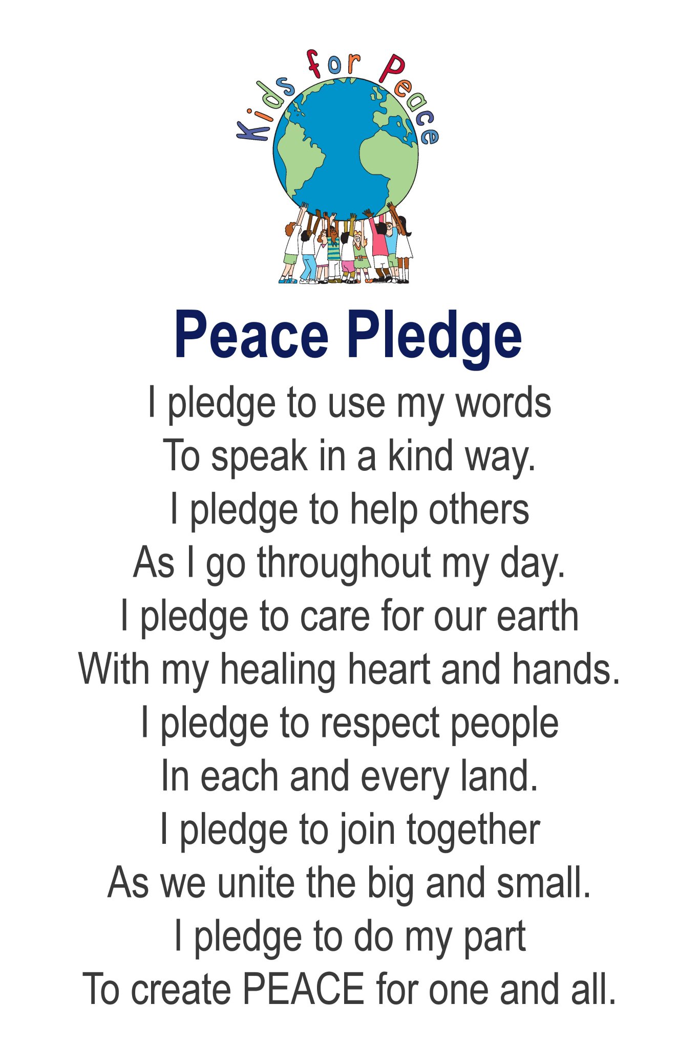 Pledge This Panique à La Fac Jeremy Manger on Twitter: "Peace Pledge @KidsforPeace Now we need to