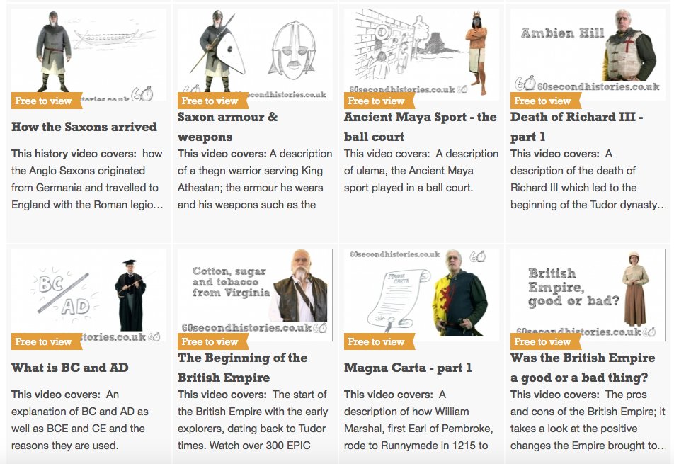 60SecHistories's tweet photo. Take advantage of over 50 FREE #history films to #engage pupils. #KS2 - #KS4 https://t.co/LXgfgkZaDE https://t.co/uWteDmznan