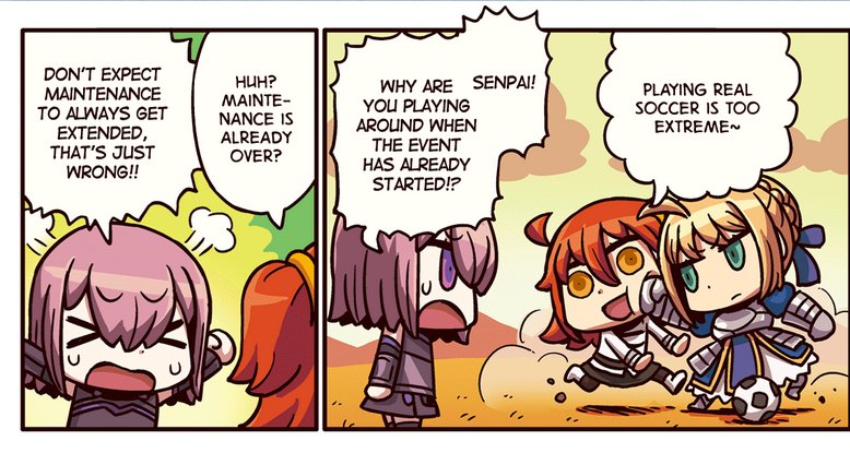 Captain Gudako (yep, a Captain Tsubasa reference).If you think about it the football game of CT last the same time of FGO maintenance.