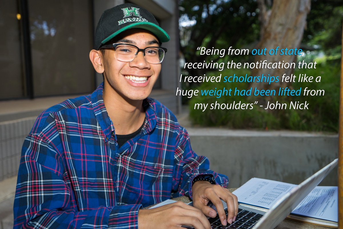 UHawaiiFdn's tweet photo. "Out of state and holding two jobs, receiving scholarships felt like a weight had been lifted." John Nick, pre-biz @uhmanoa @ShidlerCollege https://t.co/GO3F14WjHK