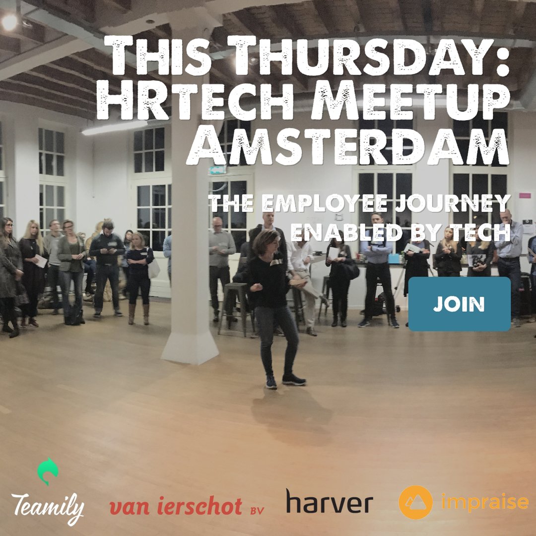 Join the HRTECH Meetup Amsterdam this Thursday: The Employee Journey Enabled by Tech at the Booking office. RSVP: buff.ly/2ptUkDp