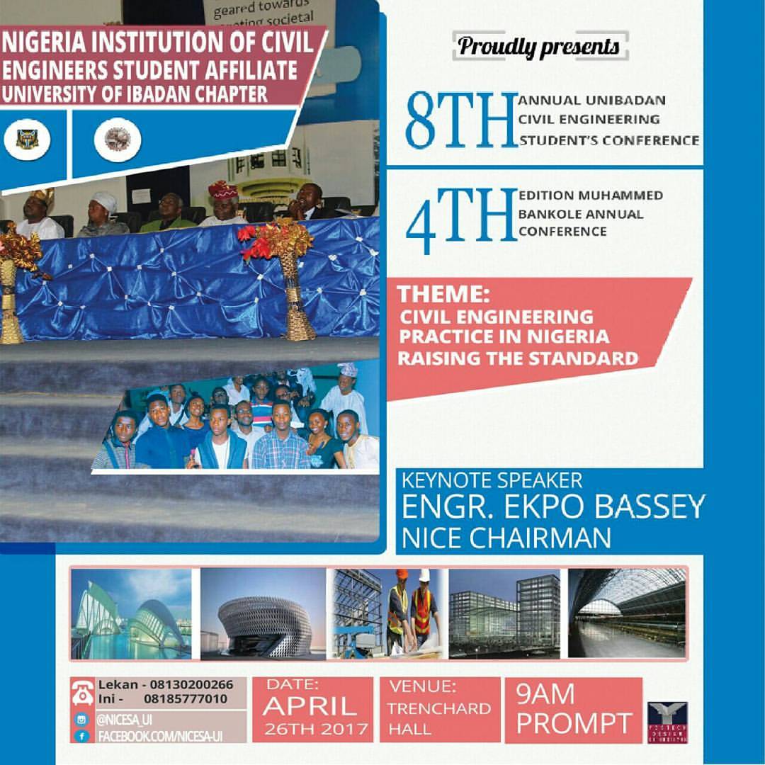 NICESAinfo's tweet photo. #Confirmed! Save the date! 25.04.17
 NICESA UI 8th Annual Civil Engineering Students' Conference and 4th edition of the  Muhammed B. conf. https://t.co/rQjFxQa0Qt