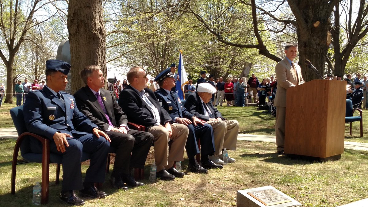 AFmuseum's tweet photo. Memorial Service is starting. During this ceremony we pay tribute to these true American heroes.   #DoolittleRaid #WWII #B25Mitchell https://t.co/NVYWxYT7Vv