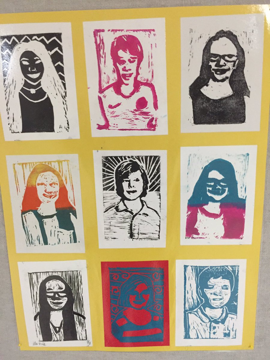 AMoreyEGR's tweet photo. Amazing self-portraits.  If you know these students, the resemblance is superb. @HollyLampen https://t.co/9PJEVmJptX