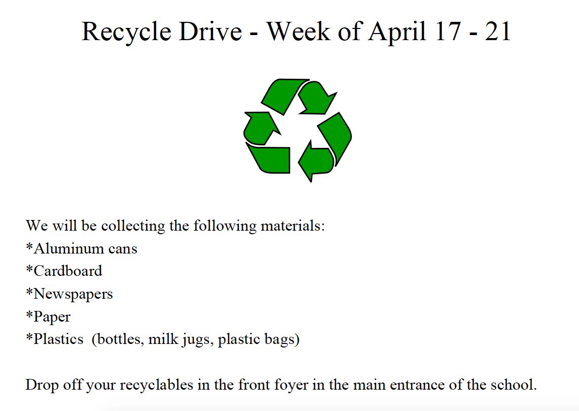 HilliardWolves's tweet photo. Tuesday's tips from the 5th grade environmental capstone team! Don't forget this week's recycling drive and technology drive on Saturday! https://t.co/r9YxGIVgJ5