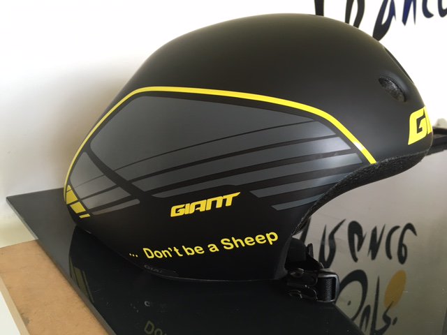 a great vinyl overlay for Louise of @MtnGoatCoaching with matching helmet!