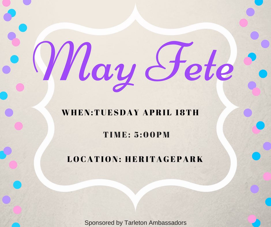 TSUambassadors's tweet photo. Only a few more hours til May Fete! Take pictures while you celebrate Founders Week with us! Use the hashtag #TSUmayfete! https://t.co/SVcpsQVN3Q