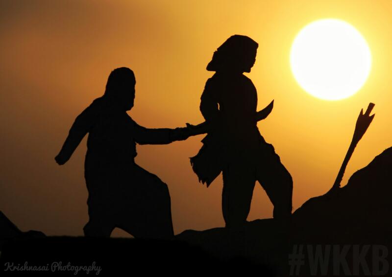 Shahanreddy's tweet photo. @tamannaahspeaks my brother drawn katappa moment n cropped it n placed in sunset frame of today evg n clicked a gud photography https://t.co/JTfKOpOZqK