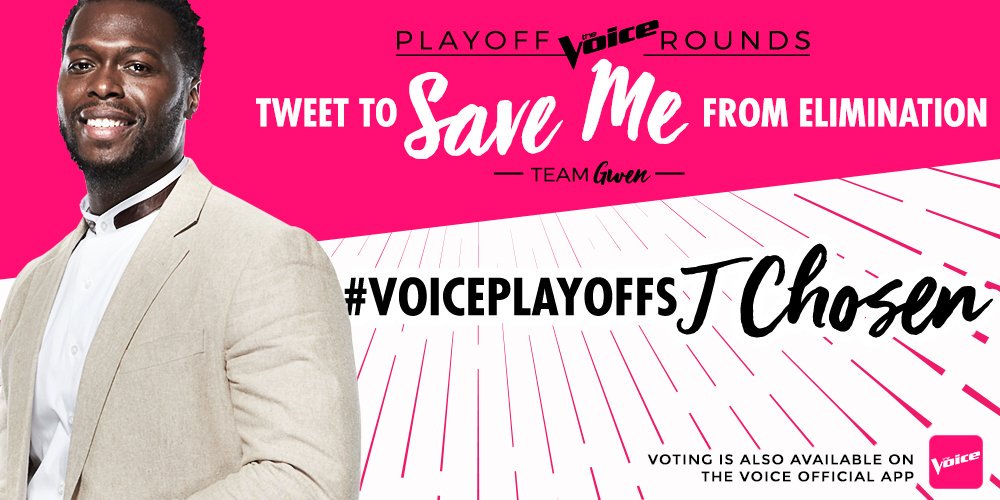 Jchosenmusic's tweet photo. RT to save me  #VoiceplayoffsJChosen https://t.co/5ccSGijOf5