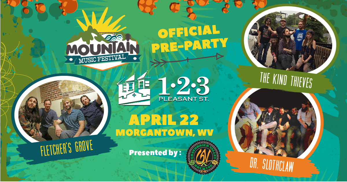 Who's is coming to party with us at <a href="/123pleasant/">123 Pleasant Street</a> in #MorgantownWV?? <a href="/fletchersgrove/">Fletcher's Grove</a> <a href="/Dr_Slothclaw/">Dr Slothclaw</a>  &amp; The Kind Thieves will be throwing down!