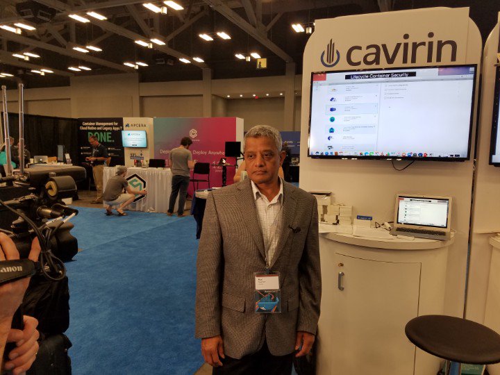 vmblog's tweet photo. Getting a demo at the @cavirin booth at #dockercon Lifecycle #containers #aecurity https://t.co/pJe648TG1f