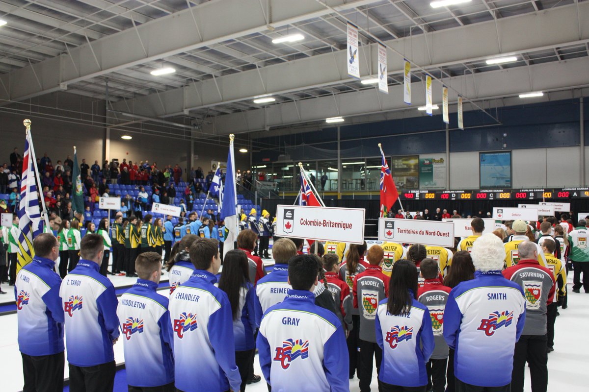 CurlingCanada's tweet photo. Scenes from this morning's inaugural Canadian U-18 Curling Championships opening ceremony! Which team will you be cheering on? #u18curling https://t.co/giVNXCb0np