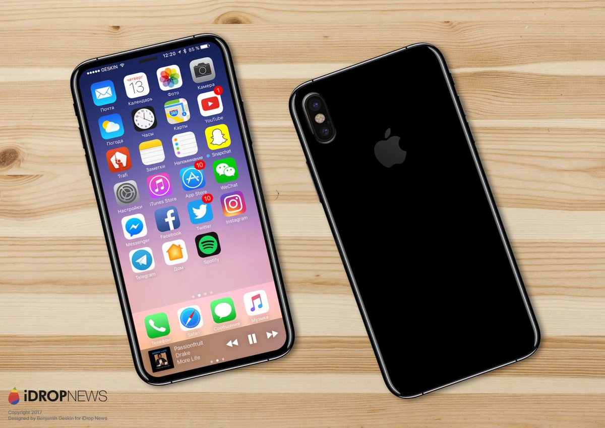 gong_iphone's tweet photo. The latest #iPhone8 concept: Touch ID below the display, Invisible front cam, 4mm thick bezels, 5.6 OLED display from @iDropNews https://t.co/V7qLgwflEy