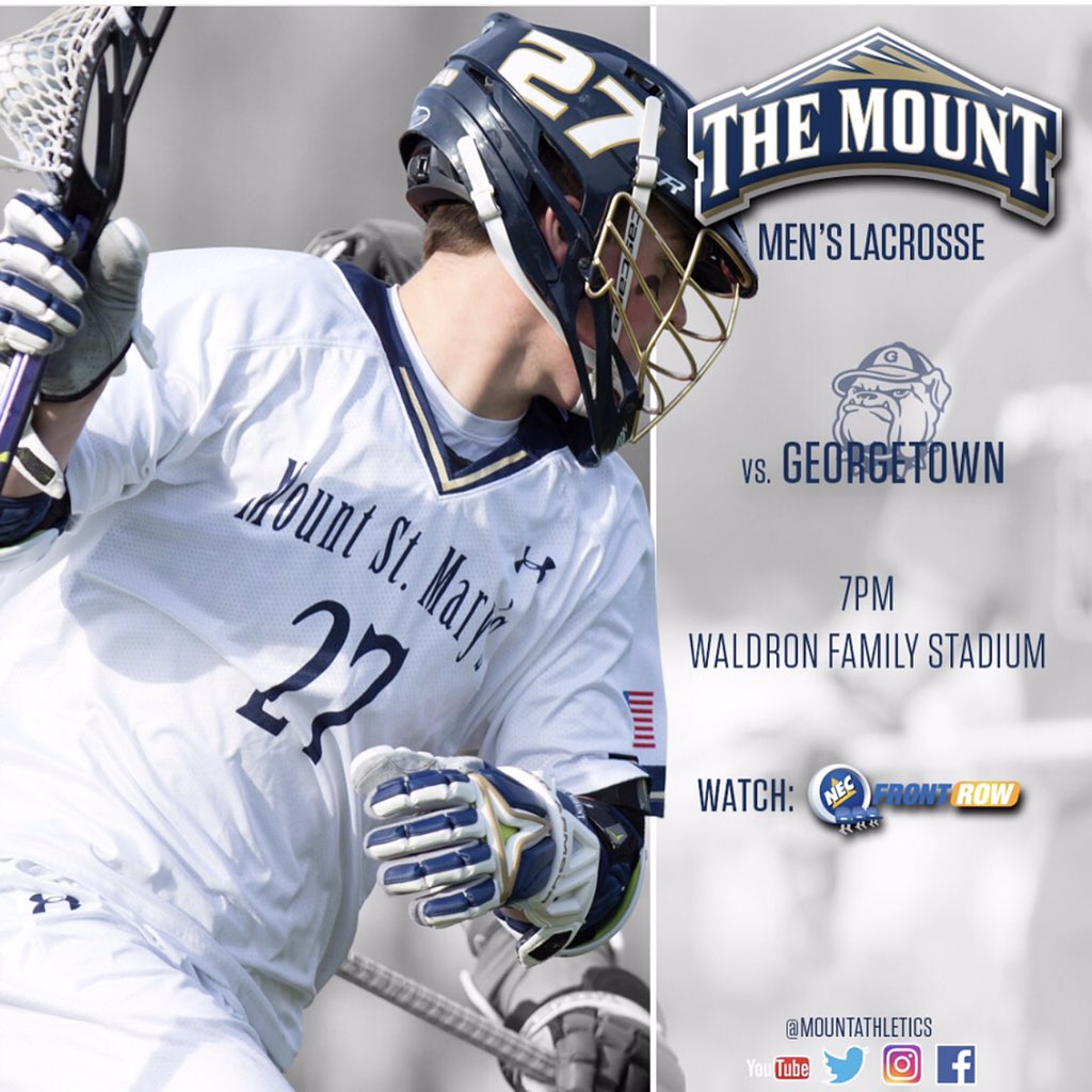 GAME DAY! Let's all cheer on our men's lacrosse team as they take on Georgetown at 7:00pm! LETS GET THIS WIN! 👉🏻Repost from <a href="/MountAthletics/">Mount Athletics</a>