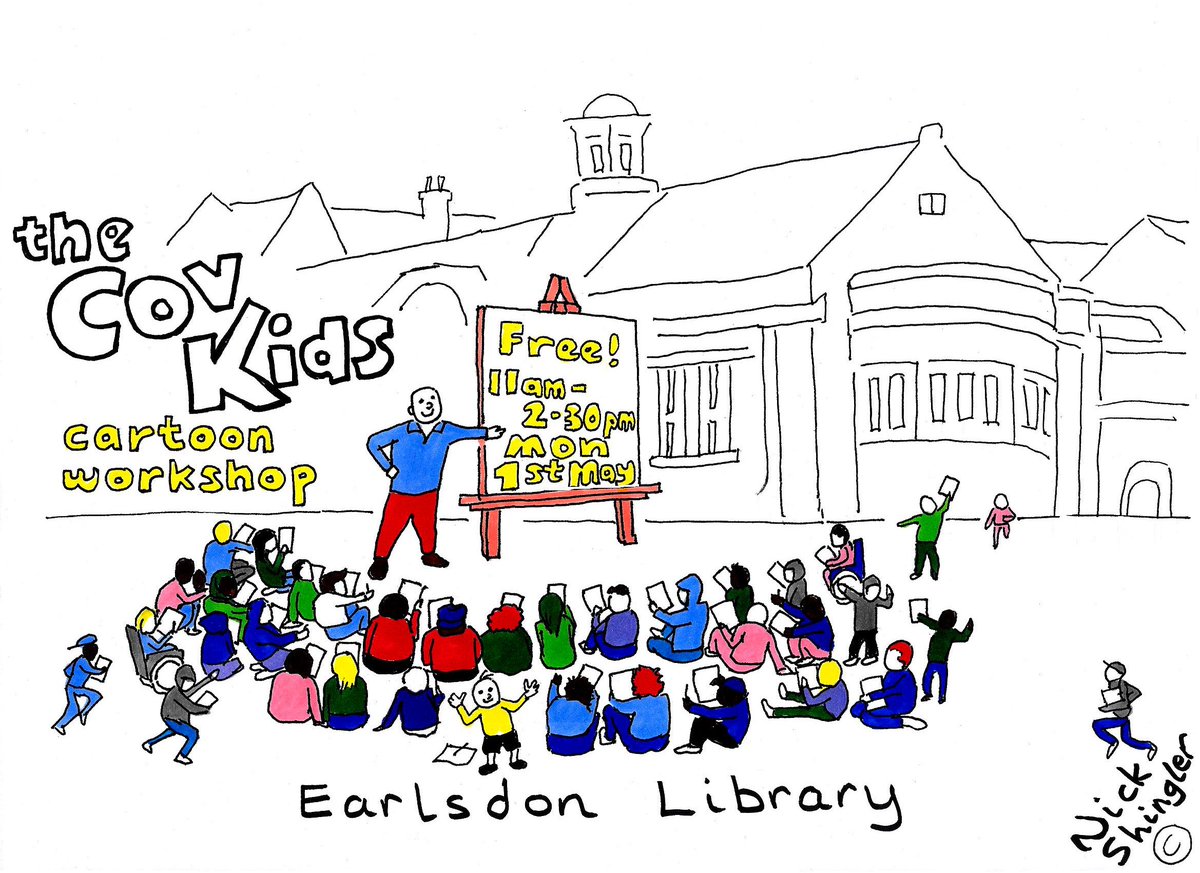 Bring your kids to the free Cartoon Workshop May 1st at Earlsdon Library, #theCovKids looking to our future Coventry City of Culture in 2021